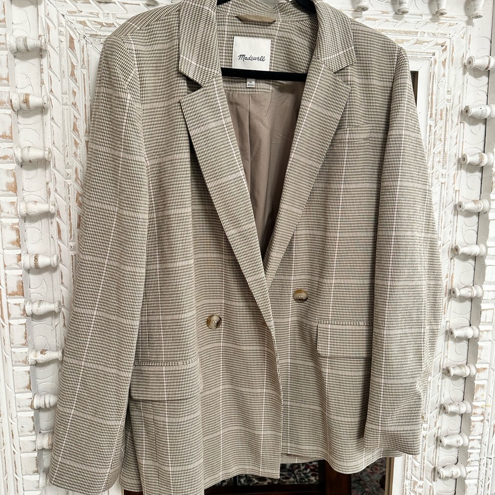 Madewell Women's Green/Cream Blazer